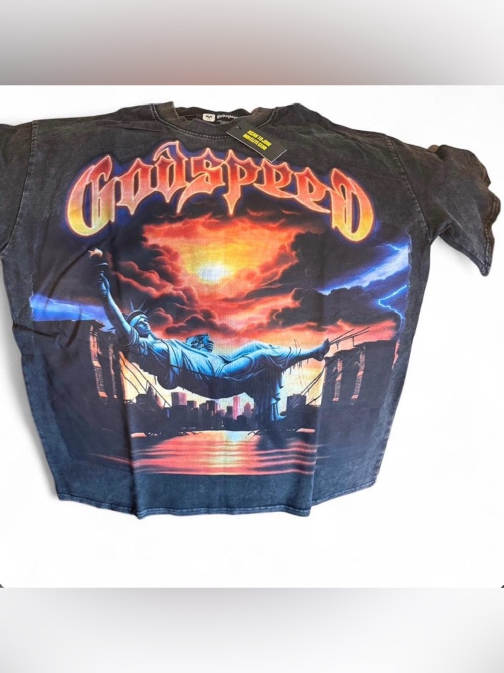 Godspeed Graphic Short Sleeve Tee - Black with Sunset Print